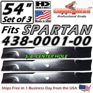 COPPERHEAD 3-PACK 54" HEAVY-DUTY SPARTAN MOWER BLADES - 438-0001-00 -MADE IN USA