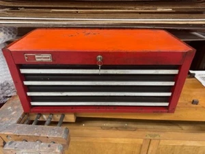 Vintage Sears Craftsman 4 Drawer Intermediate Middle Tool Box Toolbox With Keys - Picture 1 of 8