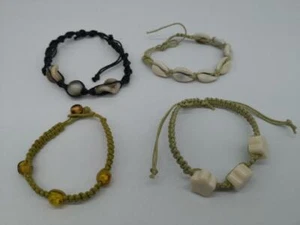4 PIEZAS Pulsera Hecha a Mano Surtido de Tejido Cáscara y Brazalete de Piedra Moda Unisex EE. UU. - Imagen 1 de 1
