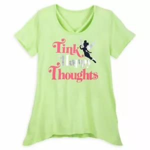 Disney Tinker Bell Green Scoop Neck T-Shirt M – "Tink Happy Thoughts" M (36) - Picture 1 of 1