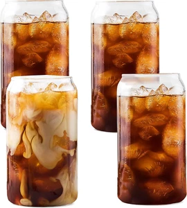 Can Shaped Pint Glass - 16 Oz Classic Can Style Tumbler Drinking Glasses - Set o - Picture 1 of 6