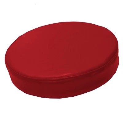 Pe217r Red Faux Leather Classic Pattern Round 3D Box Cushion Cover Custom Size - Image 1 of 4