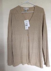 Evan Picone Long sleeves Beige cardigan Sweater size XL NEW - Picture 1 of 3