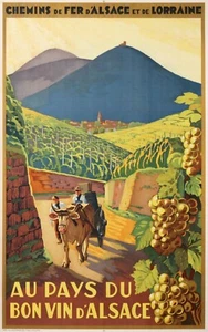 AU PAYS DU BON VIN ALSACE CHEMINS DE FER ALSACE ET DE LORRAINE 1930 WINE POSTER - Picture 1 of 1