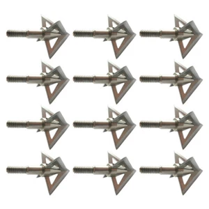 12Pcs Archery Broadheads 100 Grain 4 Blade Crossbow Compound Bow Hunting Tips - Picture 1 of 8