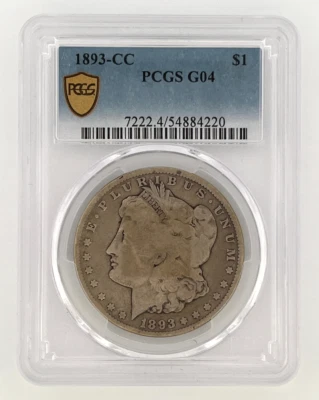 1893 CC Morgan Silver Dollar PCGS G04 Gold Shield - Image 1 of 3