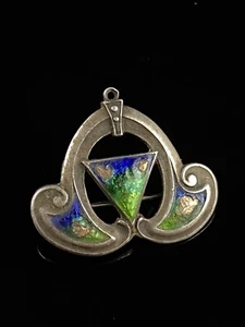 Sterling Silver Enamel Queensway Liberty Pin Brooch Art Nouveau - Picture 1 of 9