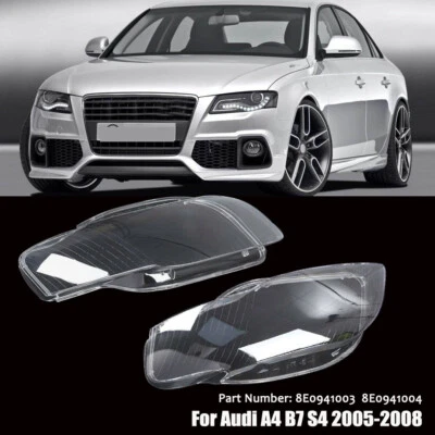 Pair Headlight Headlamp Lens Cover Clear Lens For Audi A4 B7 2005-2008 Foto 1 de 4
