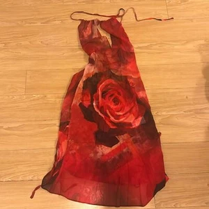 Vestido de gasa de seda rojo semi transparente - no adornado - Imagen 1 de 3