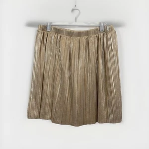 Wonder Nation Gold Metallic Pleated Elastic Waist Lined Skirt Girls XXL 18 NEW - Picture 1 of 11