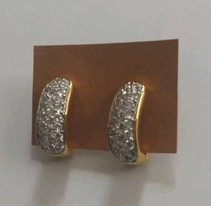 Pave Zircon Huggies Post Half Hoop 18K Yellow Gold Plated PD Paola Earrings - Picture 1 of 11