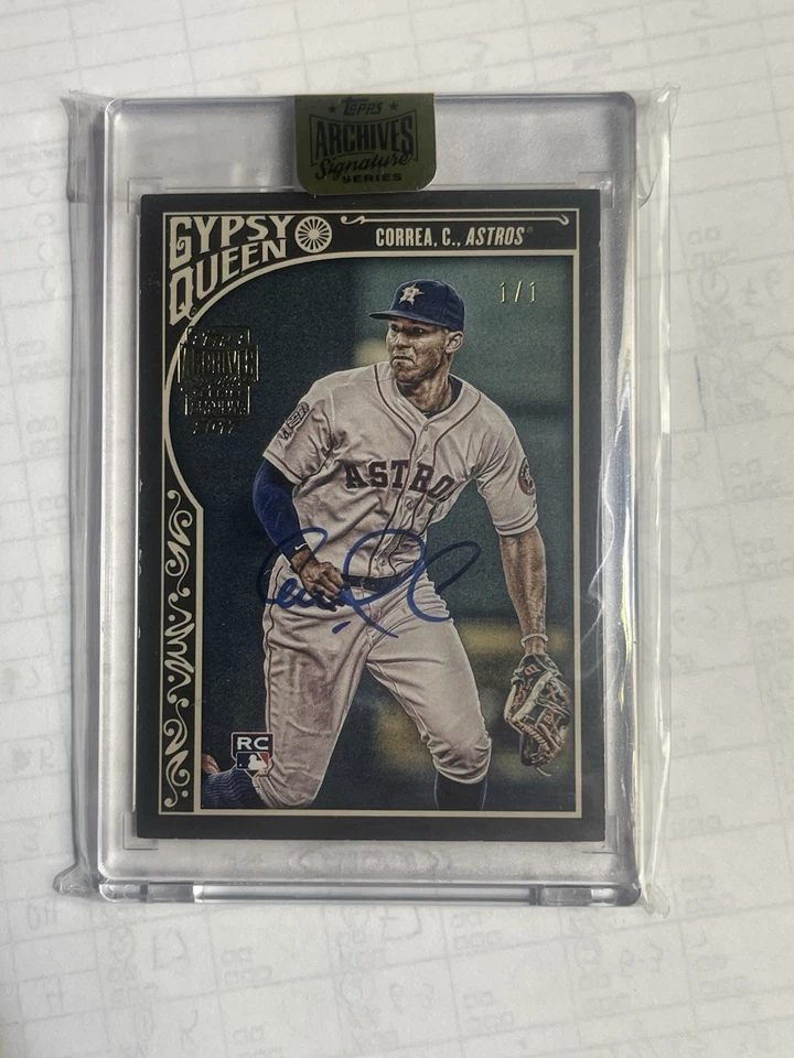 Carlos Correa 2015 Topps Gypsy Queen 2017 Archives Signature Series Auto RC 1/1 - Image 1 of 4