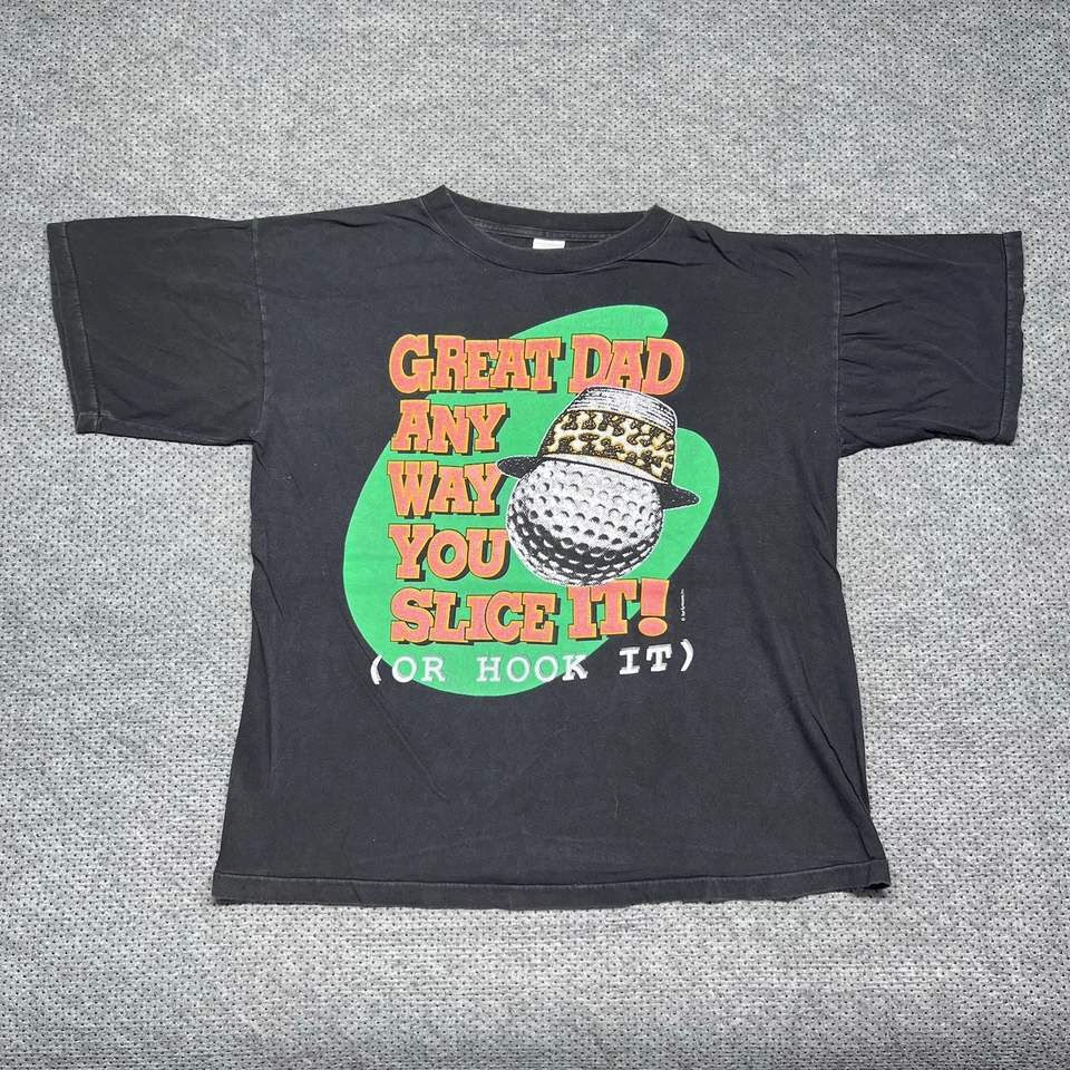 Vintage 90s Golf  T-Shirt Large “Great Dad Anyway You Slice It” Men’s Black - Image 1 of 4