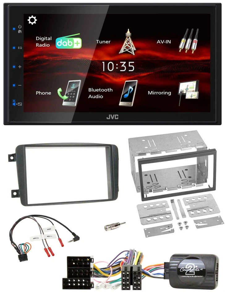 JVC USB Bluetooth Lenkrad DAB 2DIN Autoradio für Mercedes C W203 00-04 Kit Lenkr - Bild 1 von 4