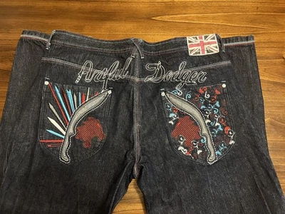 Y2K attitude Artful Dodger Jeans Men’s Size 42 Embroidered Bishops Island - Image 1 of 4