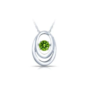 Sterling Silver Pendant with Green Peridot With Necklace - Picture 1 of 1