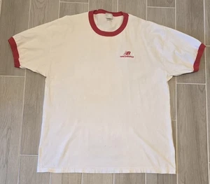 Camiseta New Balance Vintage Y2K Timbre Hombre XXL Blanca Roja Algodón Bordada - Imagen 1 de 10