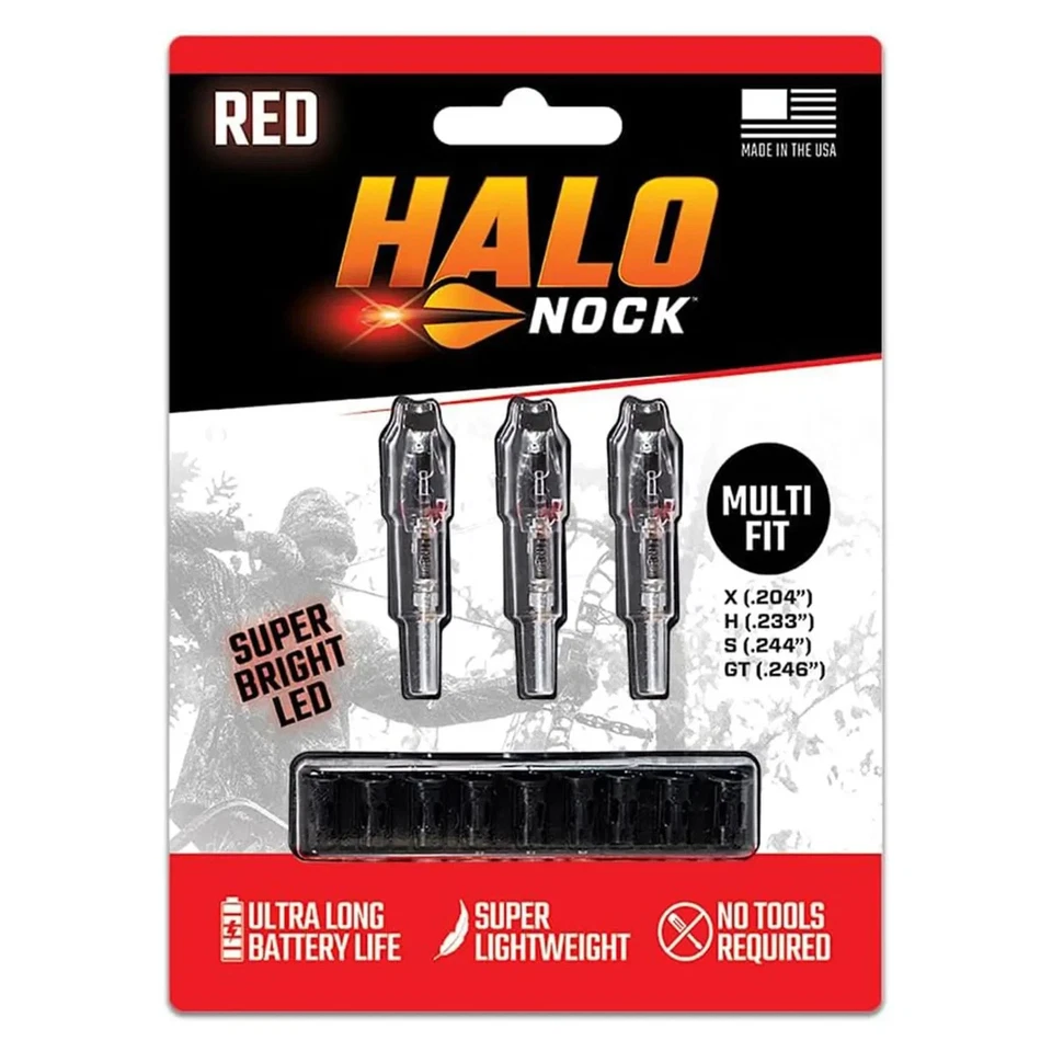 Halo Nocks Lighted Nock UNIVERSAL FIT 3-pack Red - Image 1 of 1