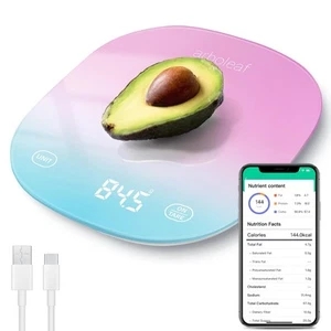 Arboleaf Küchenwaage 10kg mit Kalorienzähler, USB aufladbar, Bluetooth, LED-Disp - Bild 1 von 1