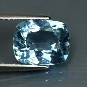 2,40 ct Kissenschliff (10 x 8 mm) Brasilien natürlicher himmelblauer Aquamarin lose Edelstein - Bild 1 von 2