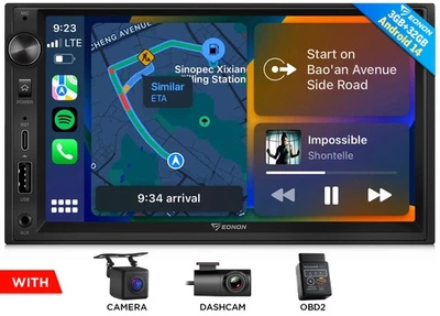 Double DIN Car Stereo DSP Audio Wireless CarPlay Android Auto 14 GPS WiFi6 Radio - Image 1 of 4