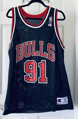 Camiseta deportiva vintage Dennis Rodman #91 campeón de los Chicago Bulls talla 44 grande EE. UU. NUEVA SIN ETIQUETAS Foto 1 de 4