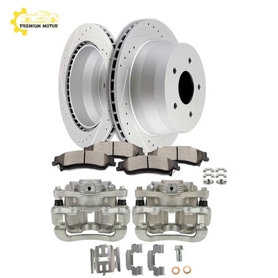 Rear Brake Calipers Rotors Ceramic Pads Diver + Passenger For 98-2005 GMC Jimmy - Image 1 of 4