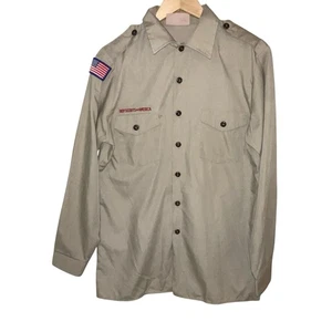 Camicia manica lunga vintage Boy Scouts of America uniforme adulto taglia Med DIFETTO LEGGI - Foto 1 di 14