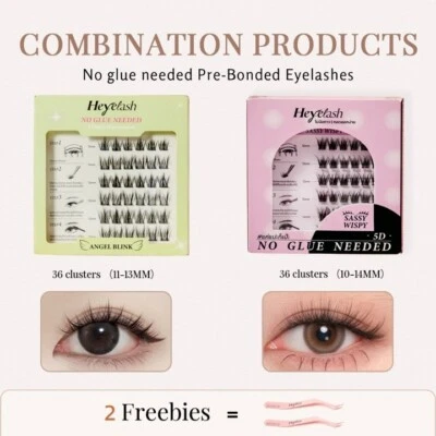 Combo ala de ángel sin pegamento para pestañas y atrevido Wispy (2 juegos) Foto 1 de 4