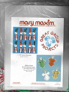 Mary Maxim ~Green/Red Ribbon Angels~plastic Canvas Kit No. 5351 Set of 16 - Picture 1 of 2