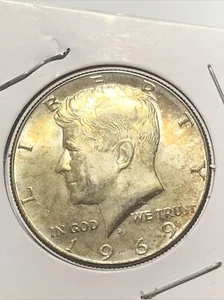 1969d End Of Roll Toner Kennedy 40% Silver Half Dollar #62 - Picture 1 of 12