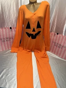 Victoria's Secret Pink Halloween Thermal One Piece Pajamas Pumpkin Size XXL - Picture 1 of 2