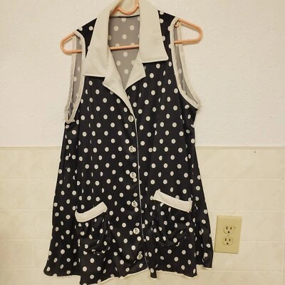 Vintage 80's Mickey Mouse Shirt Smock Polka Dot Retro Homemade Women's XL-XXL - Image 1 of 4