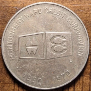 1960-1970 medalla 39 mm Montgomery Ward Credit Corporation de la década de servicio - Imagen 1 de 4