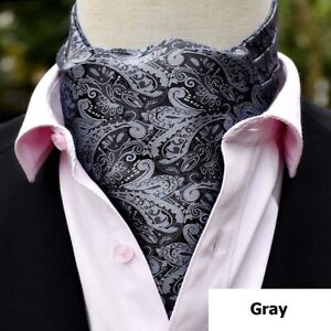 Men’s Cravat Ascot Scarves Wedding Party Paisley Jacquard Pattern Formal Necktie