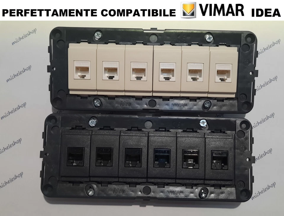 presa di rete dati rj45 cat6 vimar idea completa di supporto 6P e viti nero o bi - Immagine 1 di 4