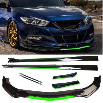 For Nissan Versa Front Bumper Lip 86" Side Skirt Rear Bumper Lip Black Green Foto 1 de 4