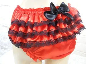 sissy red satin ruffle bum panties mens lingerie knickers all sizes colours - Picture 1 of 5