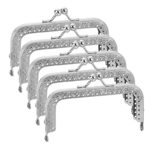 Metal Purse Frames, 4.1" 5Pcs Kiss Lock Clasp Frame for Coin Bags DIY, Silver - Photo 1/6