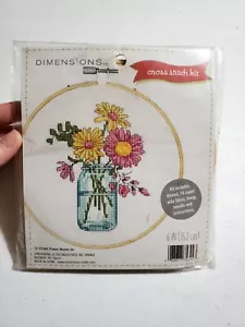 Dimensions Cross Stitch Kit Flower Mason Jar 6" New and Sealed - Picture 1 of 2