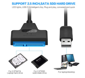 USB 2.0 vers Sata 22pin 2.5" Câble Adaptat. Lecteur pour disque dur SSD externe 