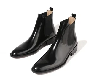 Botas Chelsea Firenze Atelier Para Hombre Hechas a Mano Cuero Negro Pulido Botines - Imagen 1 de 15