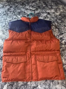 Vintage Ski Daddle Puffer Gilet XL 70s Vest Blue/Orange - Picture 1 of 8