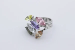Außergewöhnlicher 925 Sterlingsilber Damen Ring mit Schmucksteinen | Gr. 54 - Picture 1 of 4