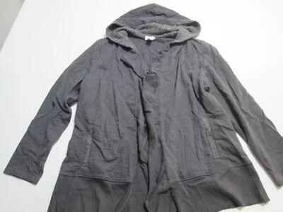 Chicos Womens Size 2 Cardigan Dark Gray Hooded Long Sleeve Pockets Open Front - Image 1 of 4