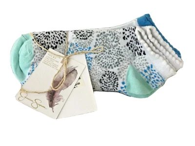 Jessica Simpson Fashion Socks Blue Black Low Cut 6 pack ~ New w Tags - Image 1 of 4