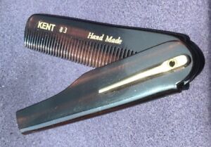 Kent 6 3/4" Handmade Folding Pocket Comb W/ Clip 83 Tooth Rare Made In England 