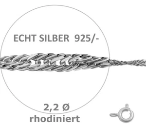 925 ECHT SILBER RHODINIERT *** Singapur Armband Armkette gedreht 2,2 mm / 19 cm - Picture 1 of 8