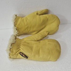 RaoTex Kids Youth Warm Yellow Beige Waterproof Breathable Leather Mitten/Gloves - Picture 1 of 11