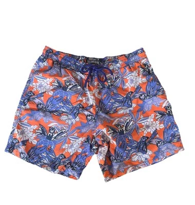 Traje de baño VILBREQUIN Morea púrpura naranja para hombre ~ estampado de hojas de pájaro ~ XXL Foto 1 de 4